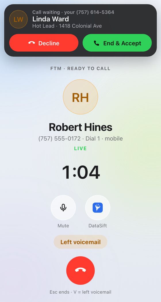 Call waiting during a dial session in Chrome