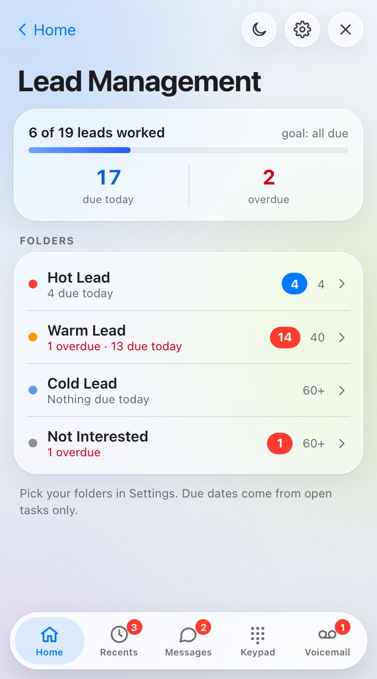 Lead Management folders in Chrome