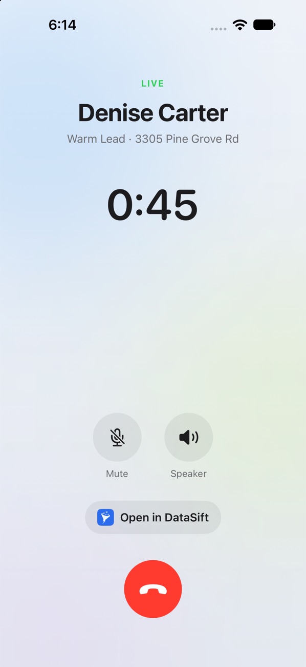 A live call in HandRaise on iPhone